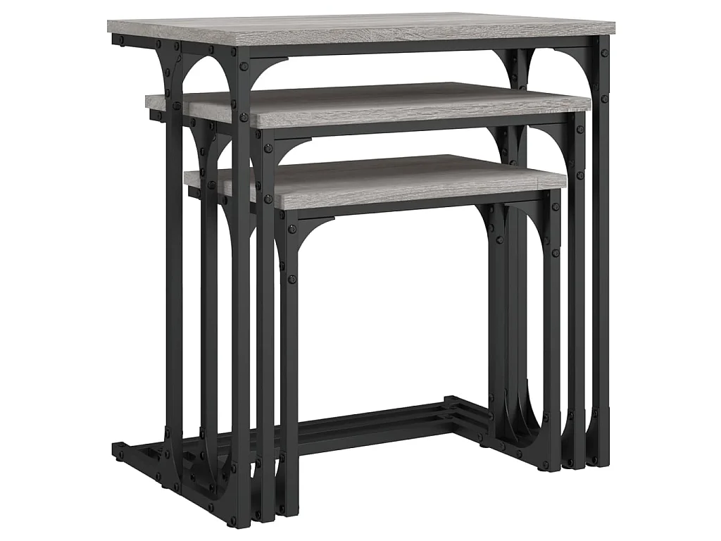Tables basses gigognes 3 pcs sonoma gris bois d'ingénierie GHR64027