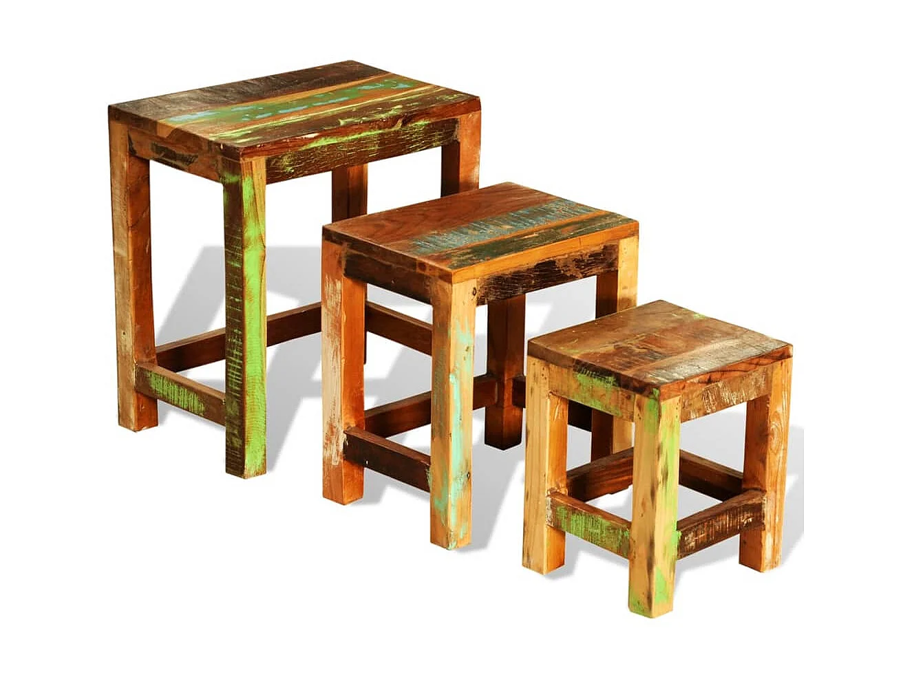 Table gigogne 3 pcs vintage Bois de récupération GHR92743