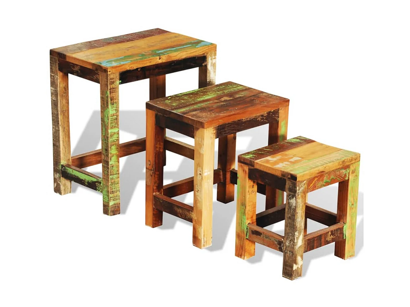 Table gigogne 3 pcs vintage Bois de récupération GHR92743