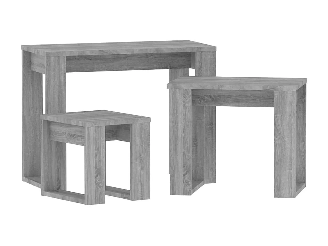 Mesas de encastrar 3 pcs derivados de madeira cinzento sonoma PT998360