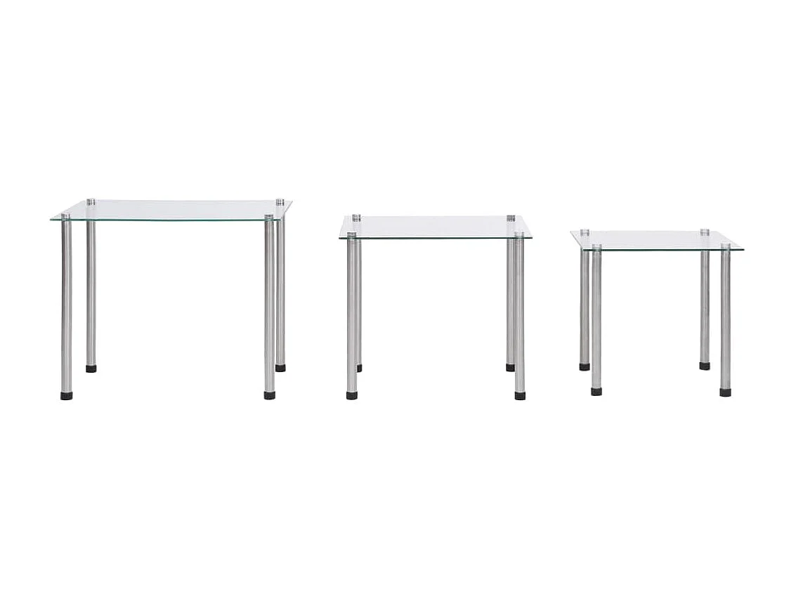 Tables gigognes 3 pcs Transparent Verre trempé GHR57651
