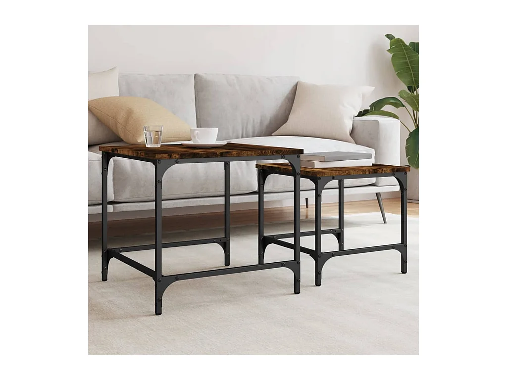 Tables basses gigognes 2 pcs chêne fumé bois d'ingénierie GHR55144