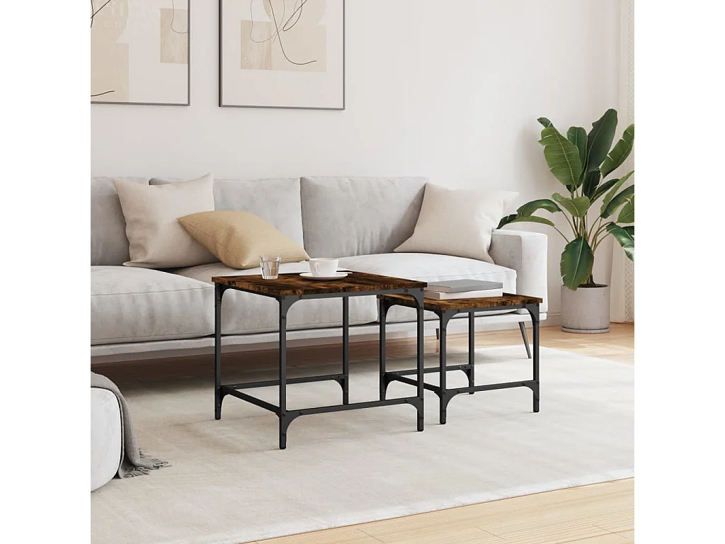 Tables basses gigognes 2 pcs chêne fumé bois d'ingénierie GHR55144
