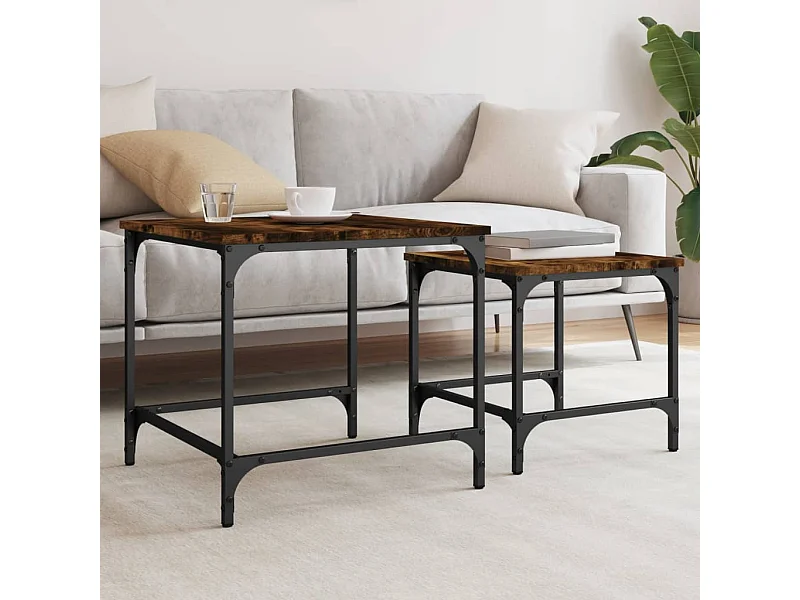 Tables basses gigognes 2 pcs chêne fumé bois d'ingénierie GHR55144