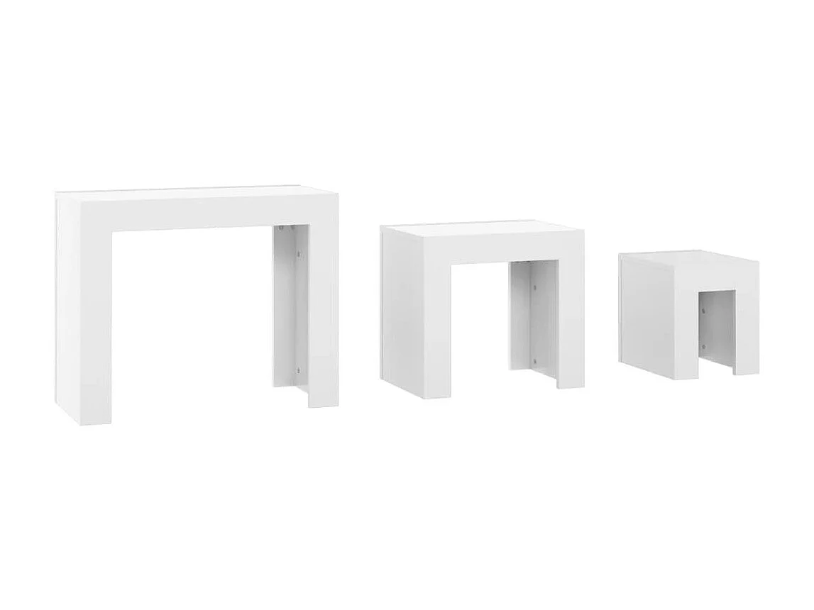 Tables basses gigognes 3 pcs Blanc brillant Aggloméré GHR41101