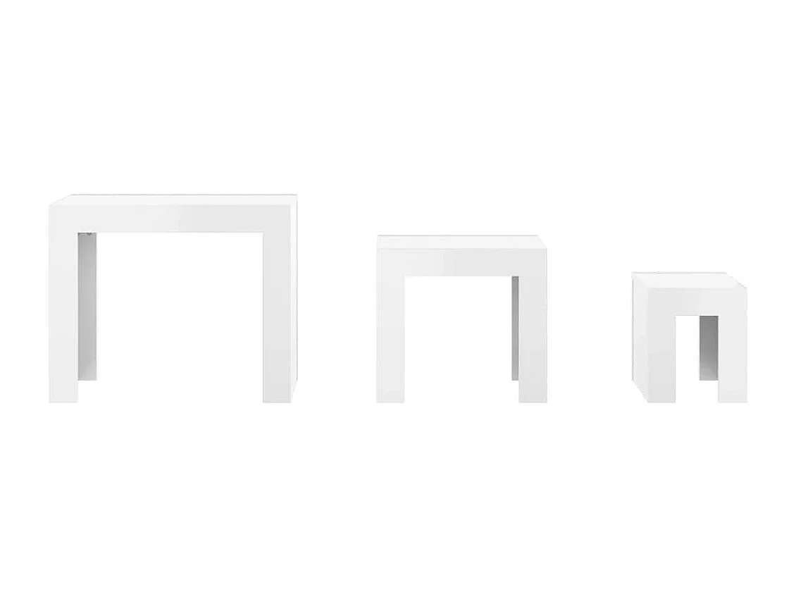 Tables basses gigognes 3 pcs Blanc brillant Aggloméré GHR41101