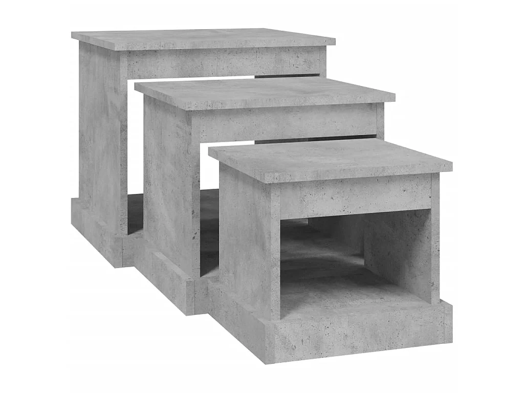 Tables basses 3 pcs gris béton bois d'ingénierie GHR36549