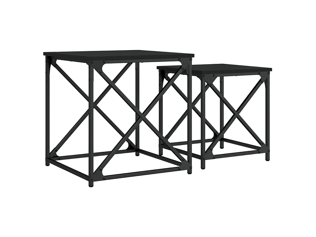 Tables basses gigognes 2 pcs noir bois d'ingénierie GHR93998