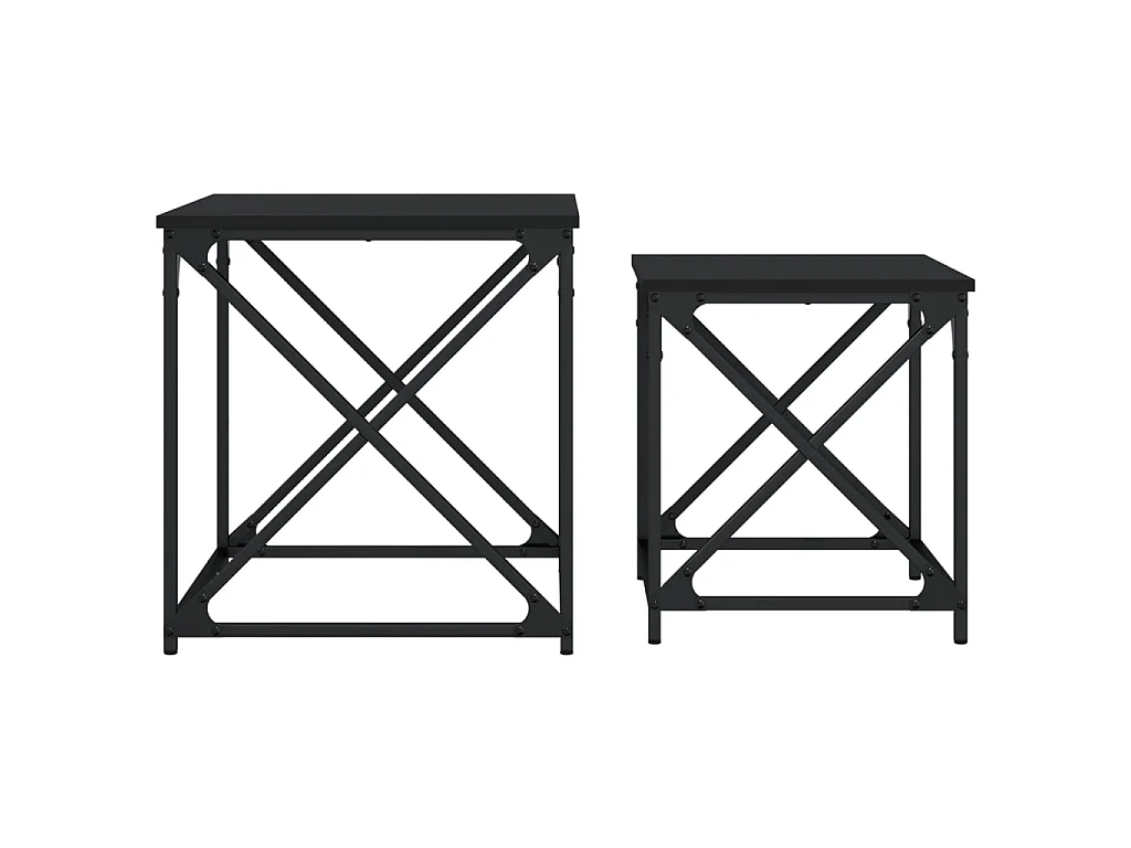 Tables basses gigognes 2 pcs noir bois d'ingénierie GHR93998