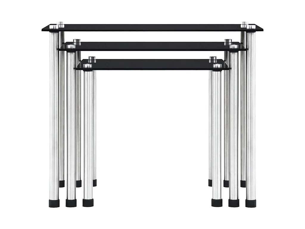 Tables gigognes 3 pcs Noir Verre trempé GHR91683
