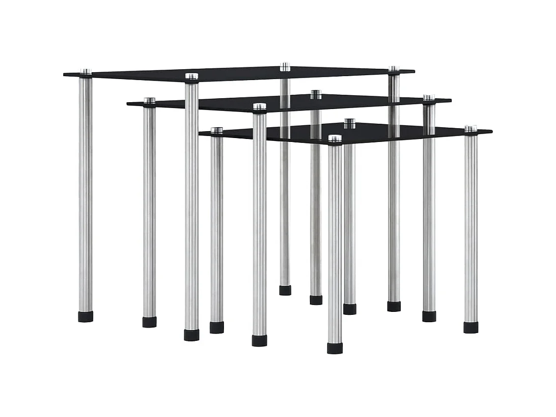 Tables gigognes 3 pcs Noir Verre trempé GHR91683