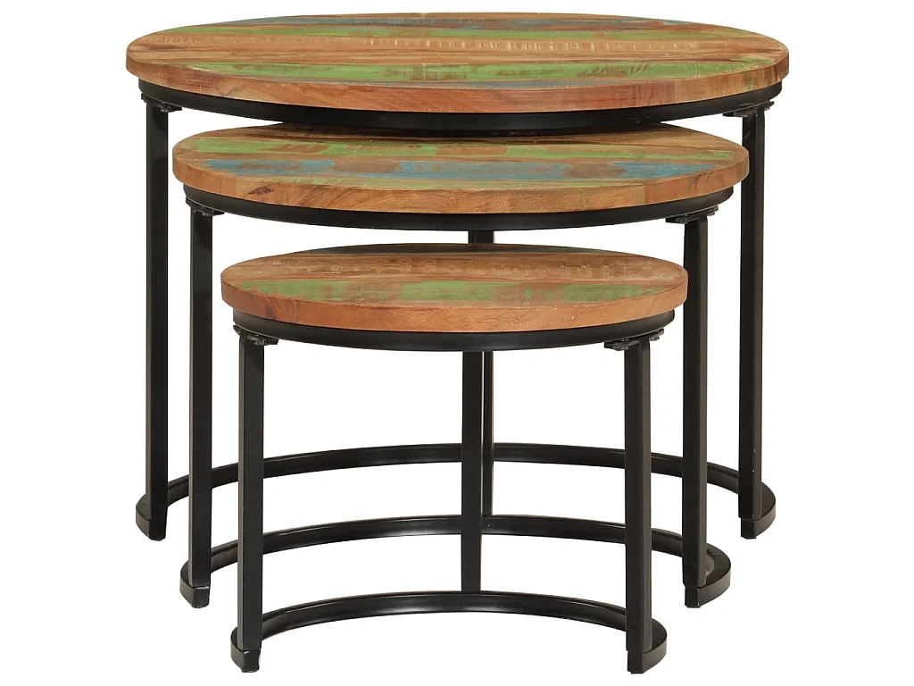 Tables gigognes 3 pcs bois massif de récupération GHR83534
