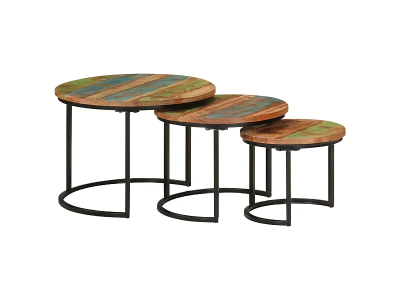 Tables gigognes 3 pcs bois massif de récupération GHR83534