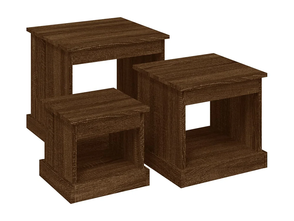 Mesas de centro 3 uds madera de ingeniería marrón roble ES605540