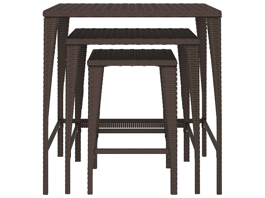 Tables gigognes 3 pcs marron résine tressée GHR61170