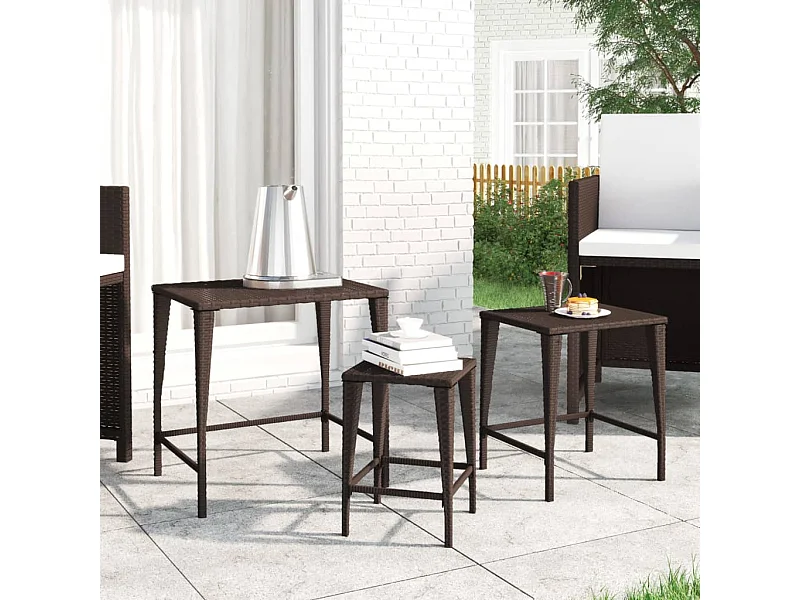 Tafeltjesset 3 st poly rattan bruin NL81328