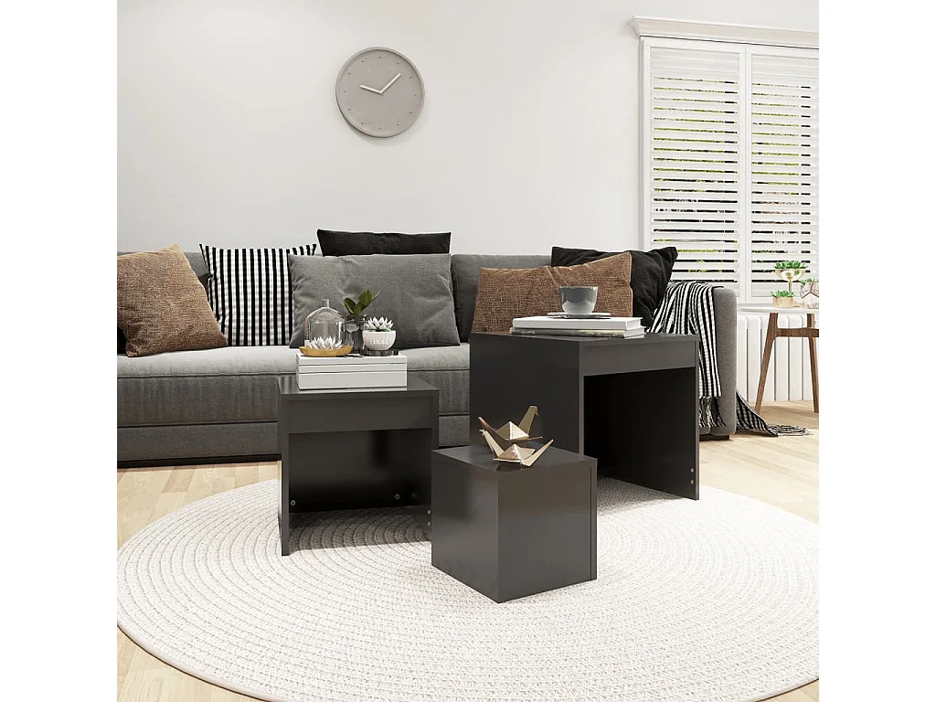 Tables gigognes 3 pcs Gris Aggloméré GHR34261