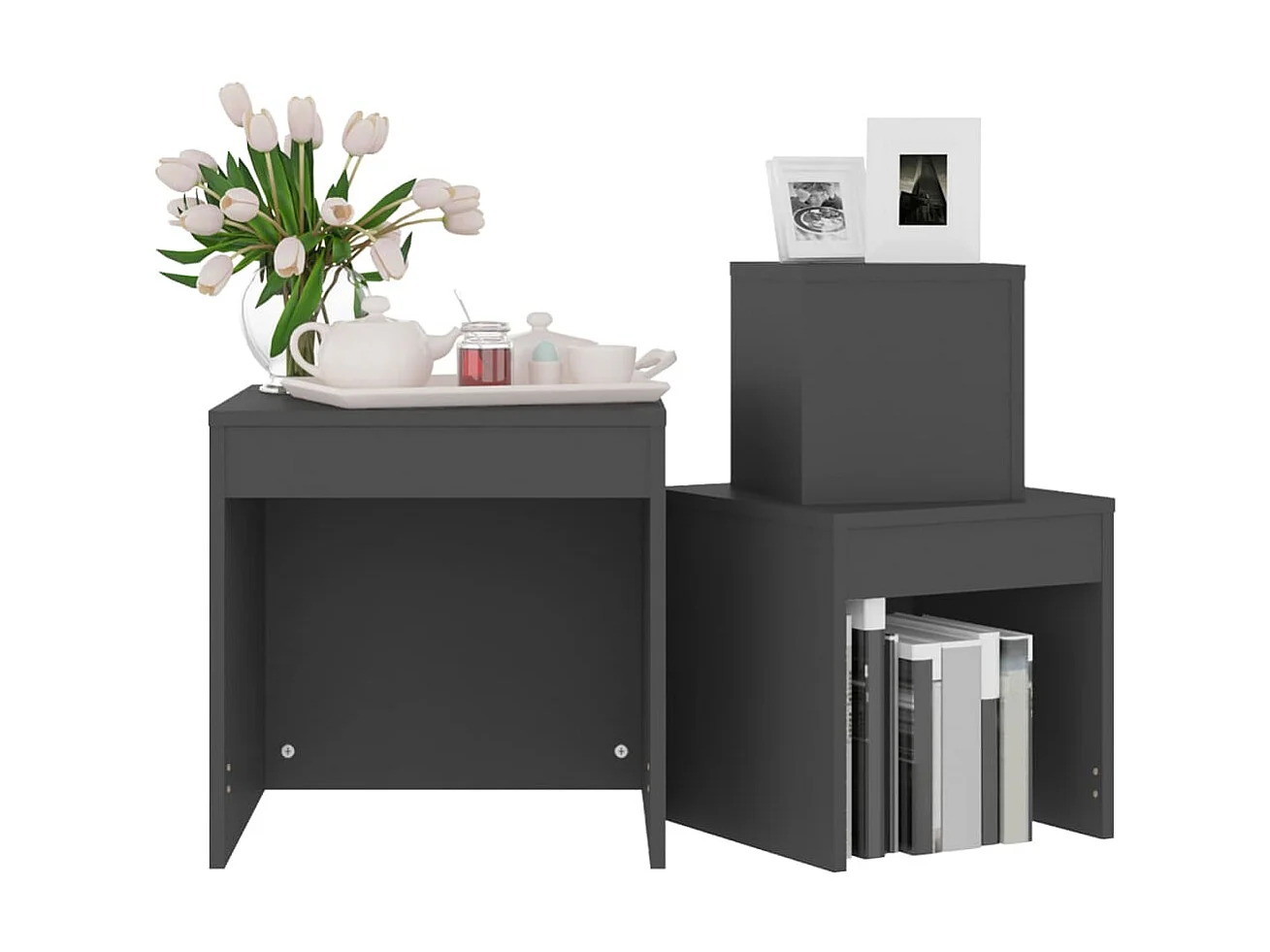 Tables gigognes 3 pcs Gris Aggloméré GHR34261