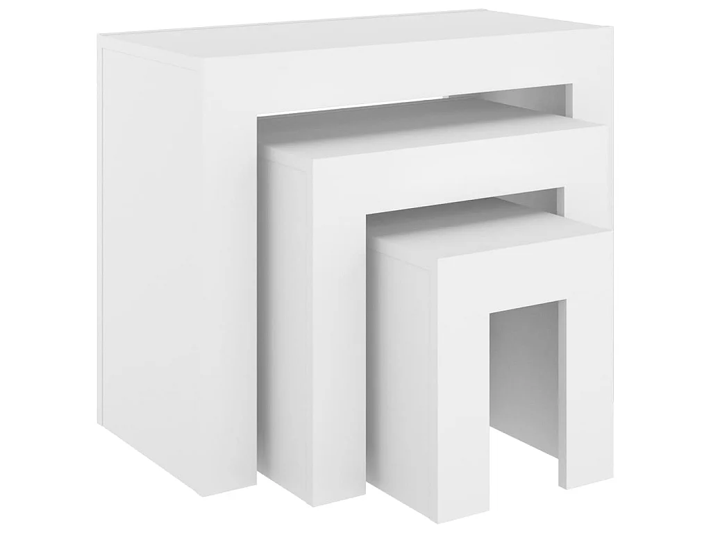 Tables basses gigognes 3 pcs Blanc Aggloméré GHR61945