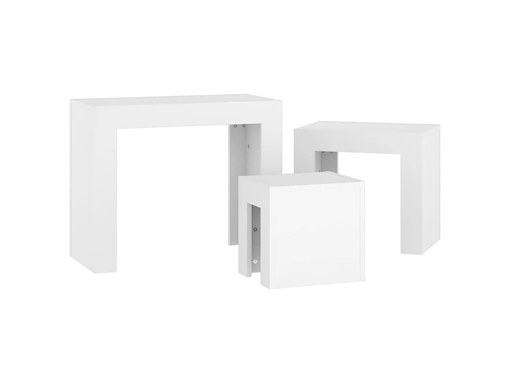 Tables basses gigognes 3 pcs Blanc Aggloméré GHR61945