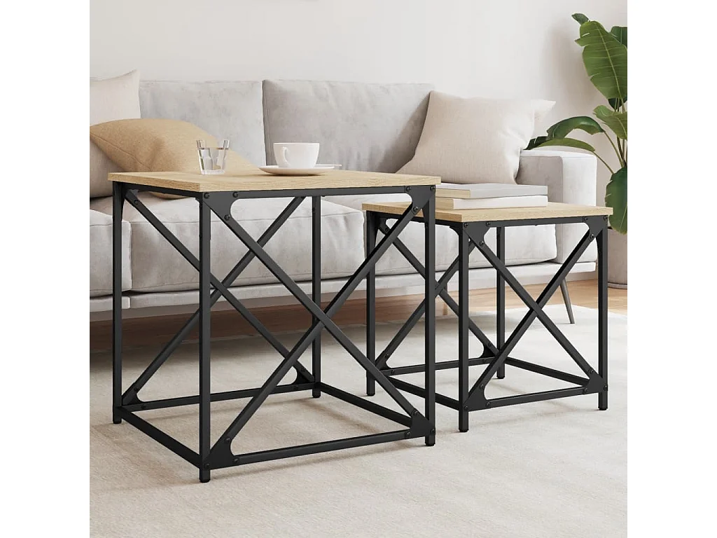 Tables basses gigognes 2 pcs chêne sonoma bois d'ingénierie GHR47795