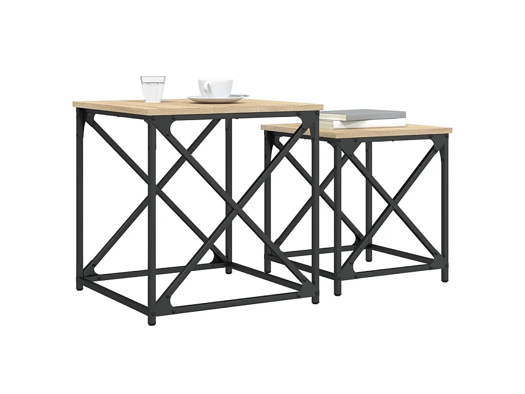 Tables basses gigognes 2 pcs chêne sonoma bois d'ingénierie GHR47795