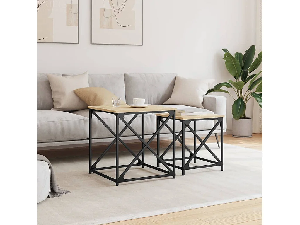 Tables basses gigognes 2 pcs chêne sonoma bois d'ingénierie GHR47795