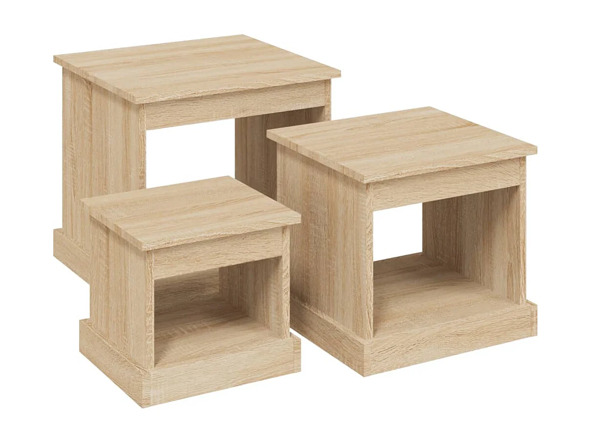 Tables basses 3 pcs chêne sonoma bois d'ingénierie GHR73220