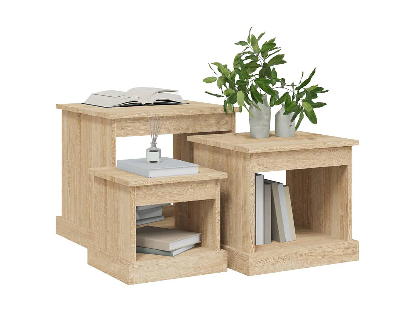 Tables basses 3 pcs chêne sonoma bois d'ingénierie GHR73220