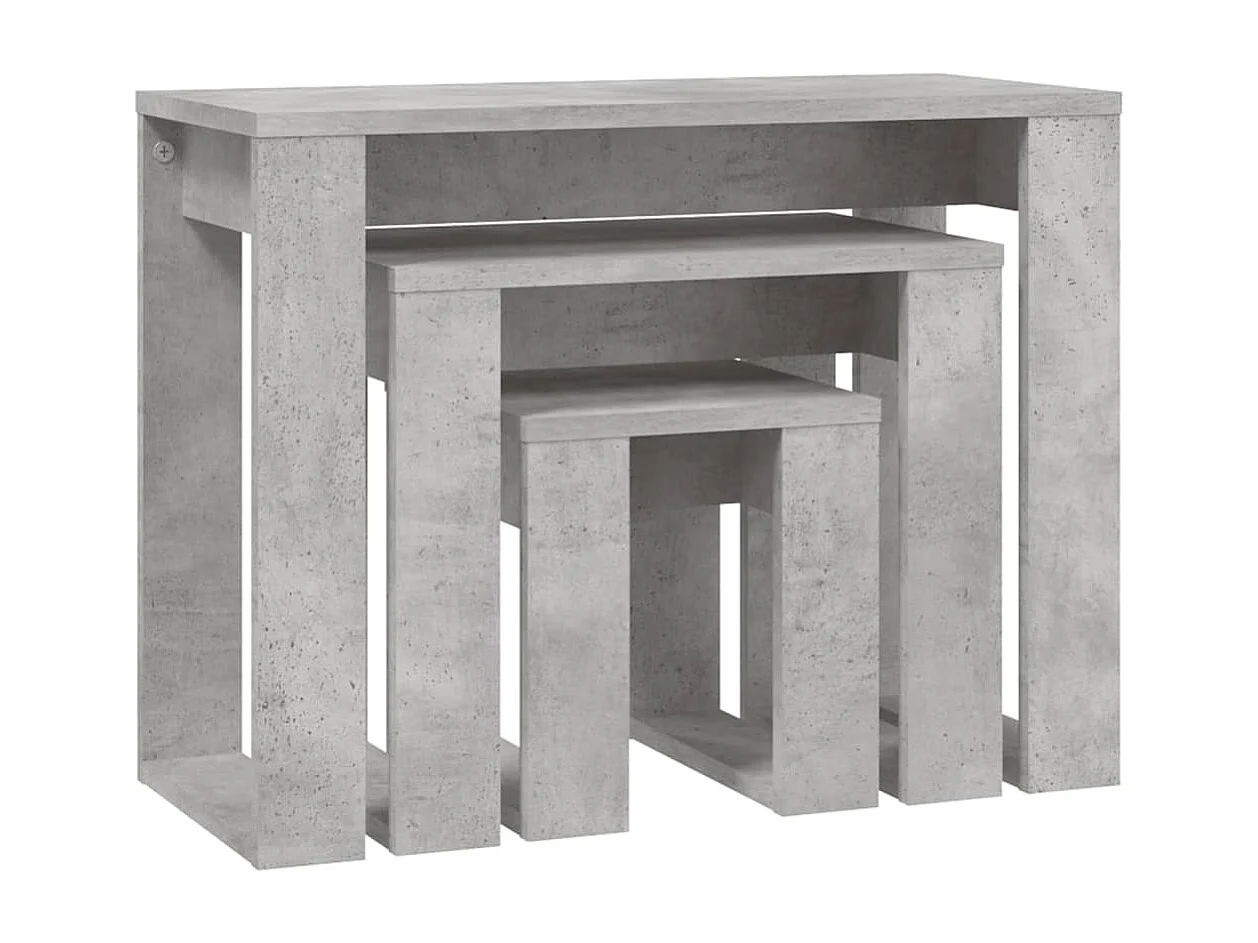 Mesas apilables 3 piezas madera contrachapada gris hormigón ES415261