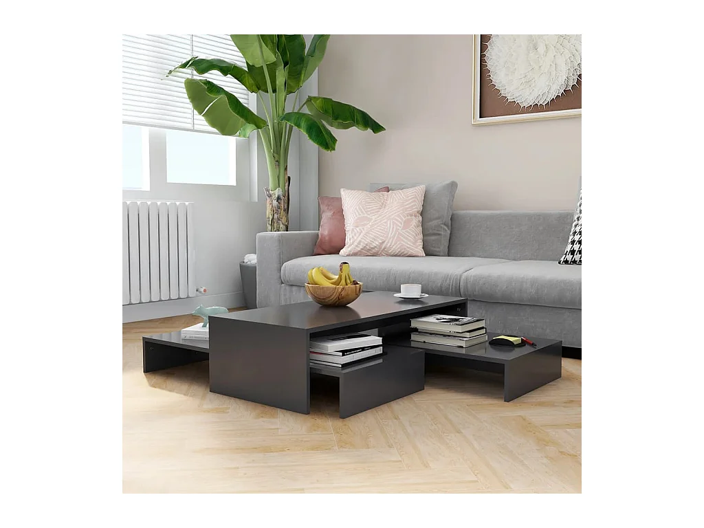 Set tables basses gigognes Gris 100x100x26,5 cm Aggloméré GHR25227