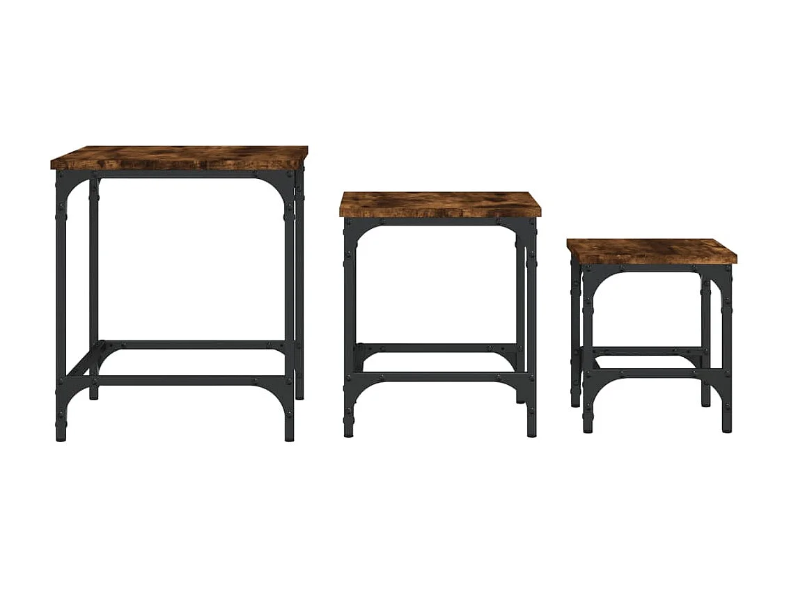 Tables basses gigognes 3 pcs chêne fumé bois d'ingénierie GHR45031