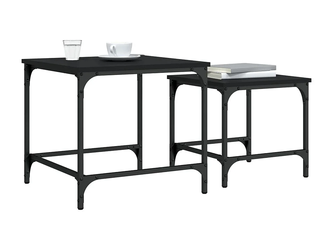 Tables basses gigognes 2 pcs noir bois d'ingénierie GHR93497
