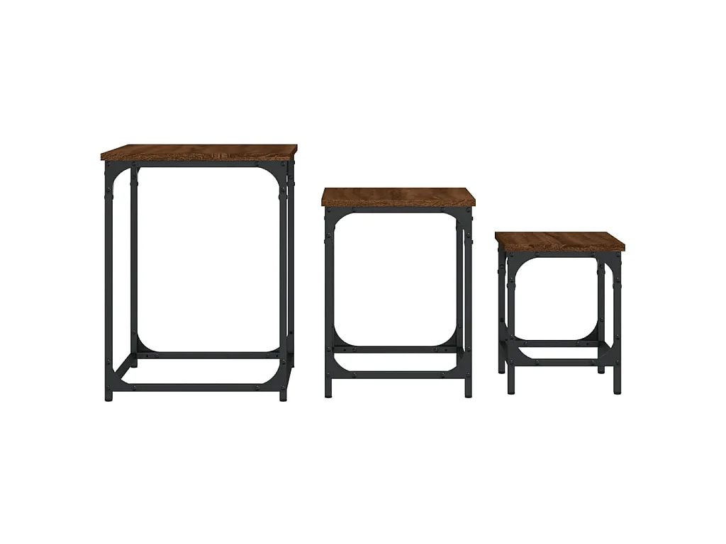 Tables basses gigognes 3 pcs chêne marron bois d'ingénierie GHR36154