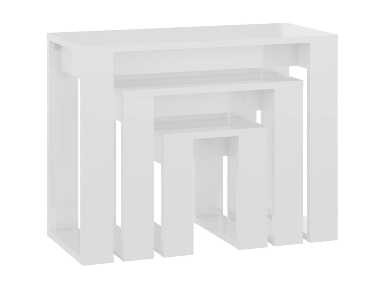 Tables gigognes 3 pcs Blanc brillant Bois d'ingénierie GHR52195