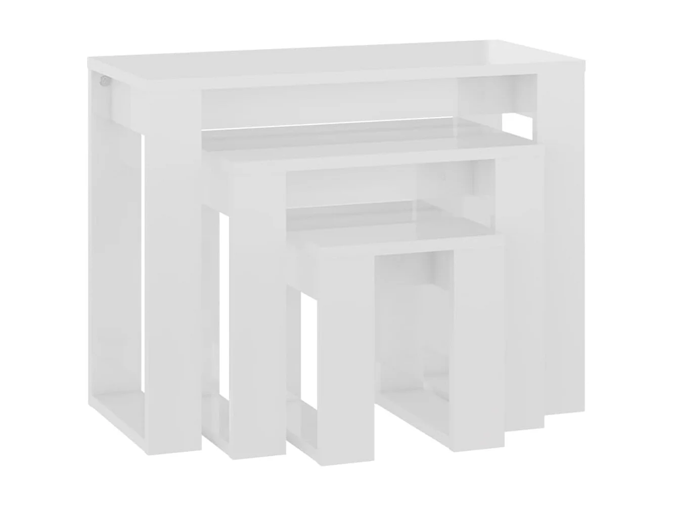 Tables gigognes 3 pcs Blanc brillant Bois d'ingénierie GHR52195