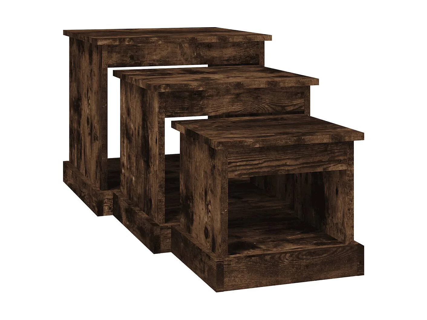 Tables basses 3 pcs chêne fumé bois d'ingénierie GHR58003