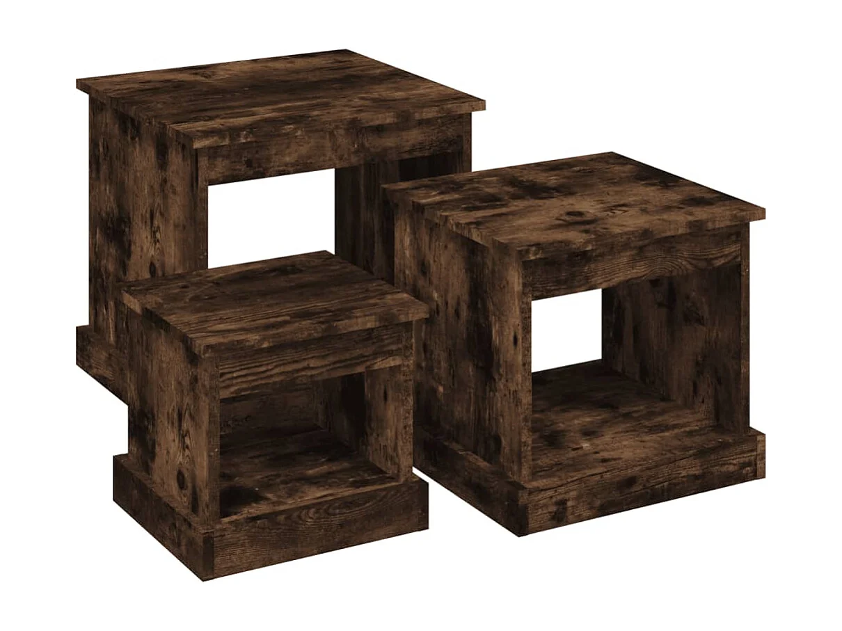 Tables basses 3 pcs chêne fumé bois d'ingénierie GHR58003
