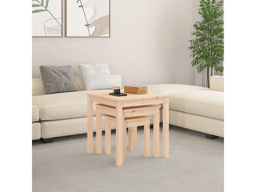 Tables gigognes 3 pcs Bois de pin massif GHR91214