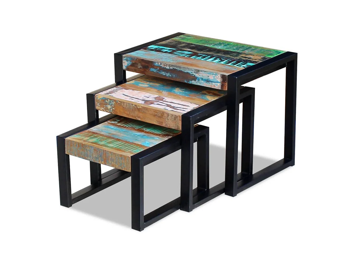 3-delige Tafeltjesset massief gerecycled hout NL43300