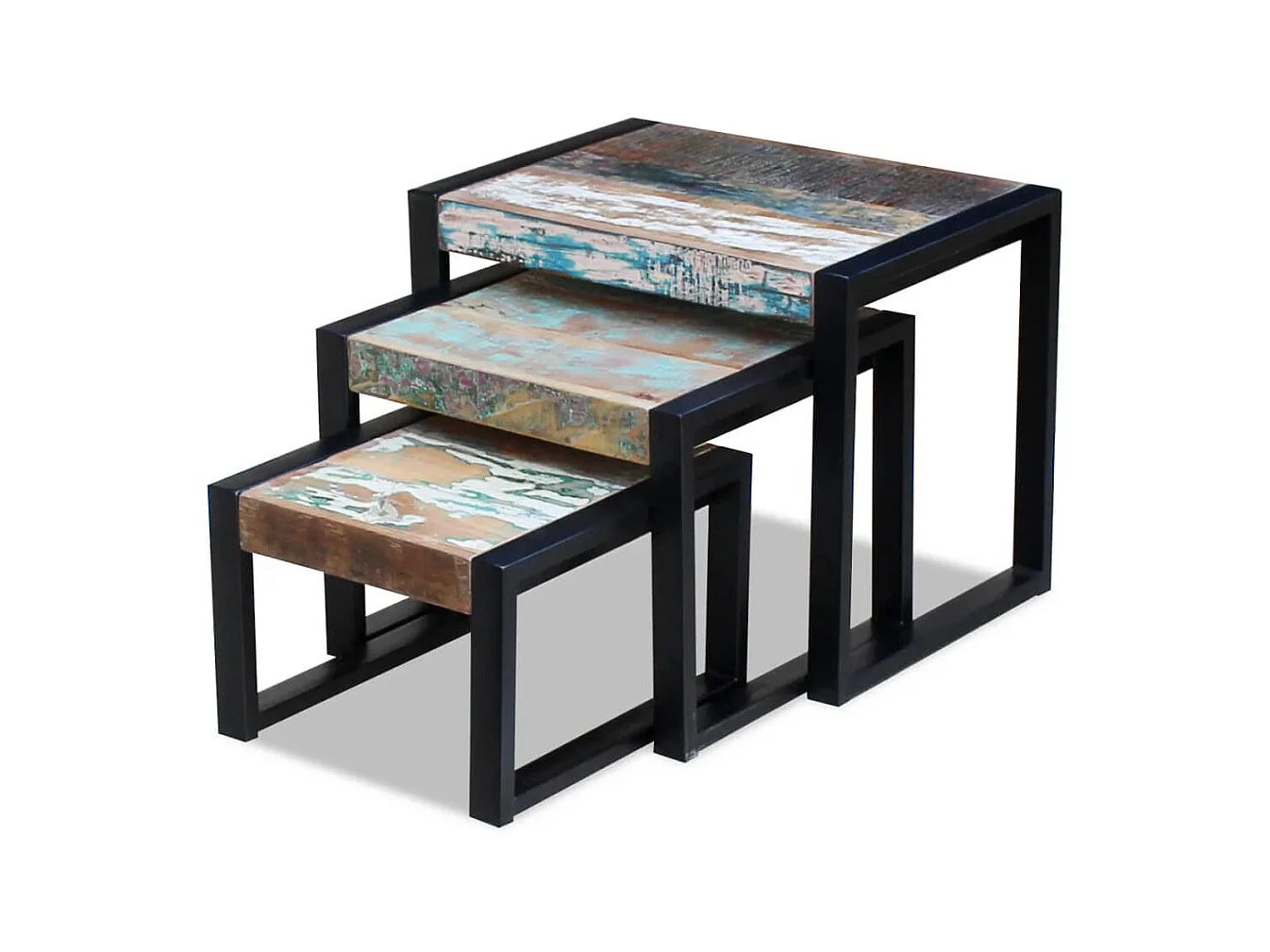 3-delige Tafeltjesset massief gerecycled hout NL43300