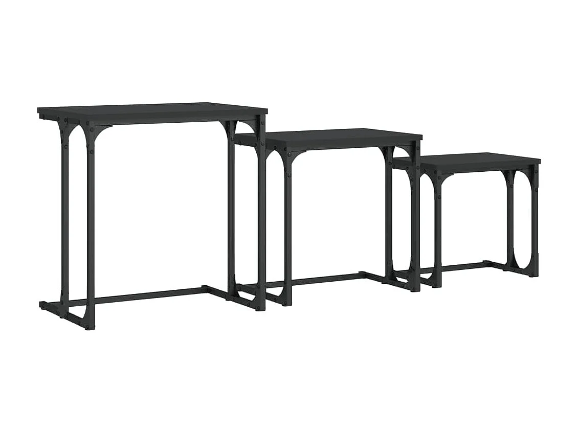 Mesas de centro apilables 3 piezas madera de ingeniería negro ES546002