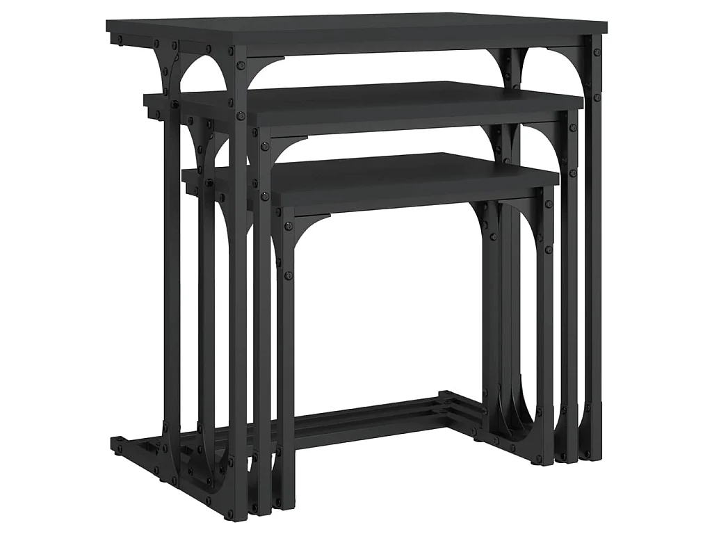 Mesas de centro apilables 3 piezas madera de ingeniería negro ES546002