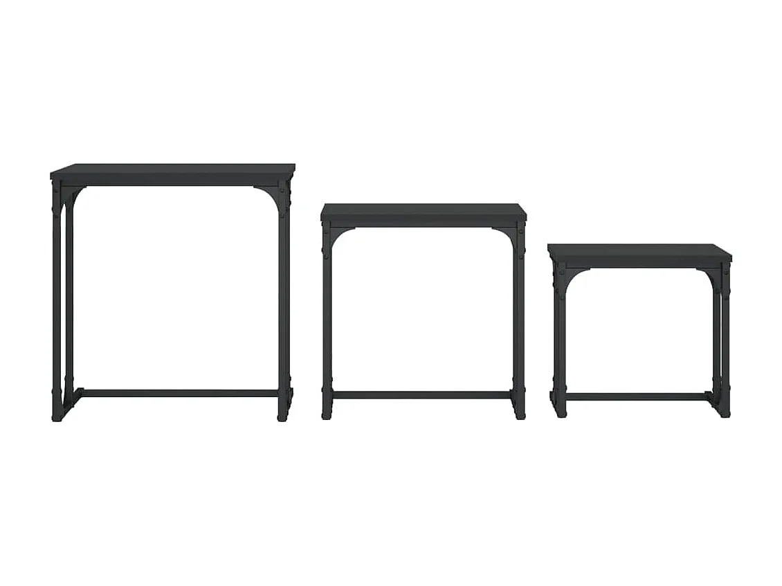 Mesas de centro apilables 3 piezas madera de ingeniería negro ES546002