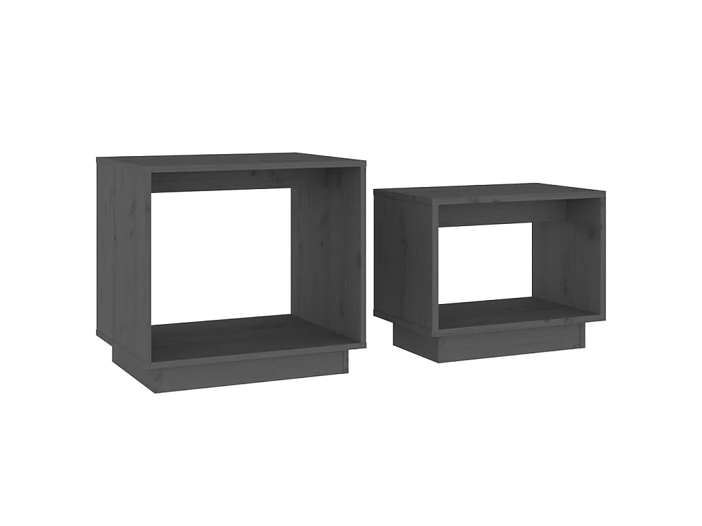 Mesas de centro de encastrar 2 pcs pinho maciço cinza PT402797