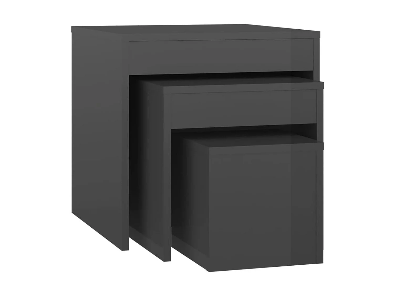 Tables gigognes 3 pcs Gris brillant Aggloméré GHR64331