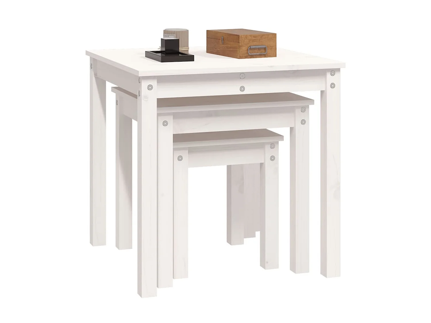 Tables gigognes 3 pcs Blanc Bois de pin massif GHR54896