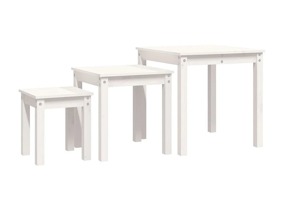 Tables gigognes 3 pcs Blanc Bois de pin massif GHR54896