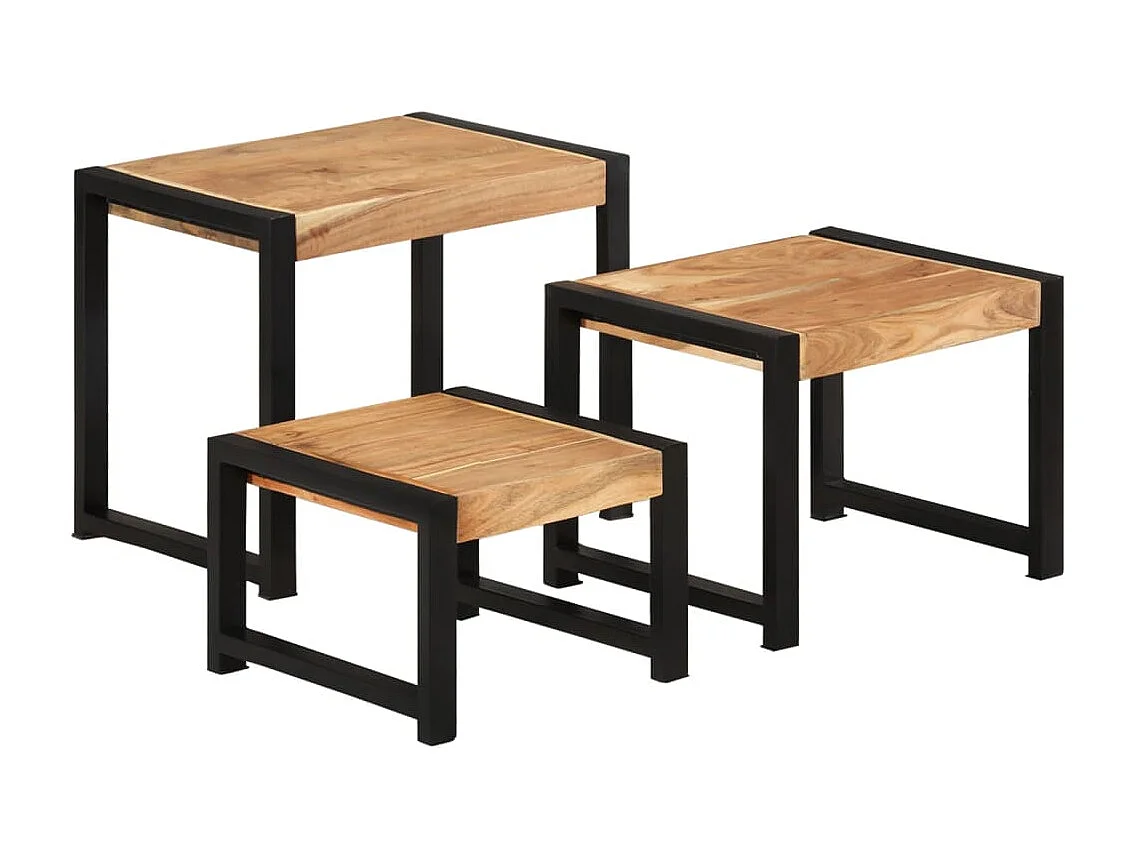 3-delige Tafeltjesset massief hout met sheesham afwerking NL32877