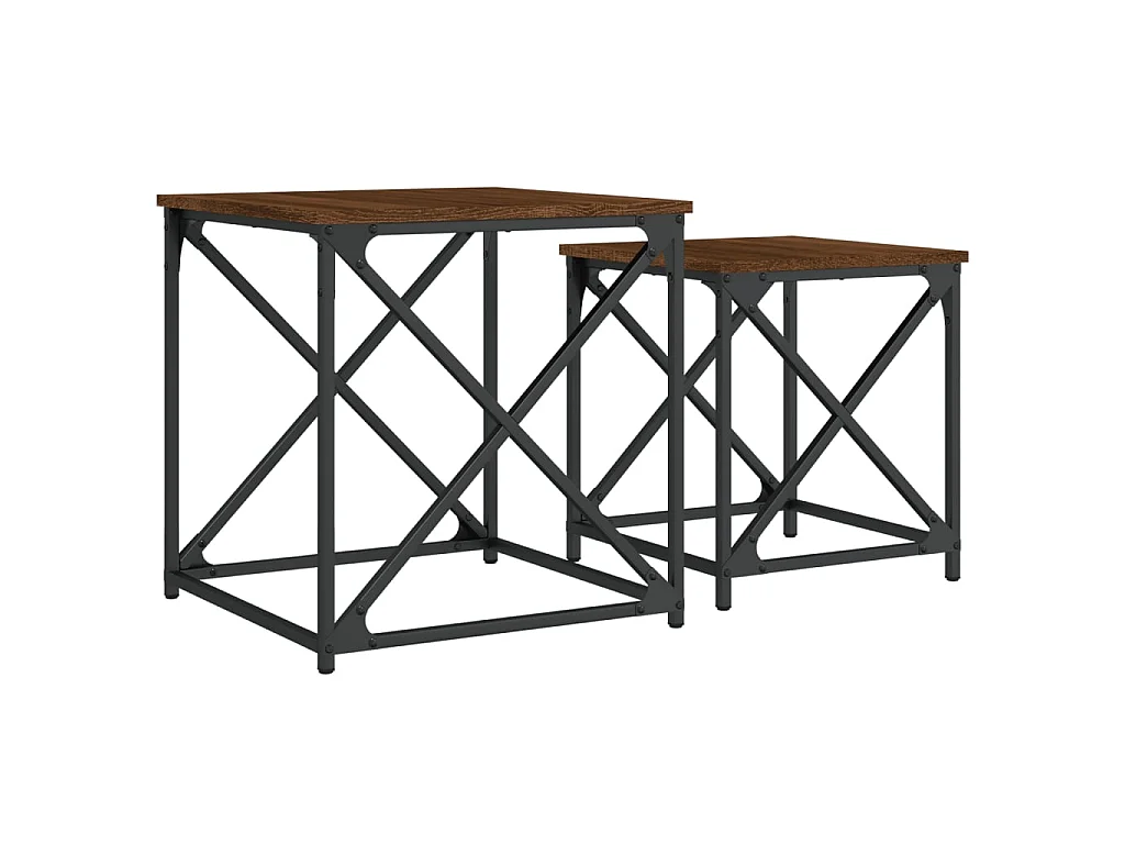 Tables basses gigognes 2 pcs chêne marron bois d'ingénierie GHR58771